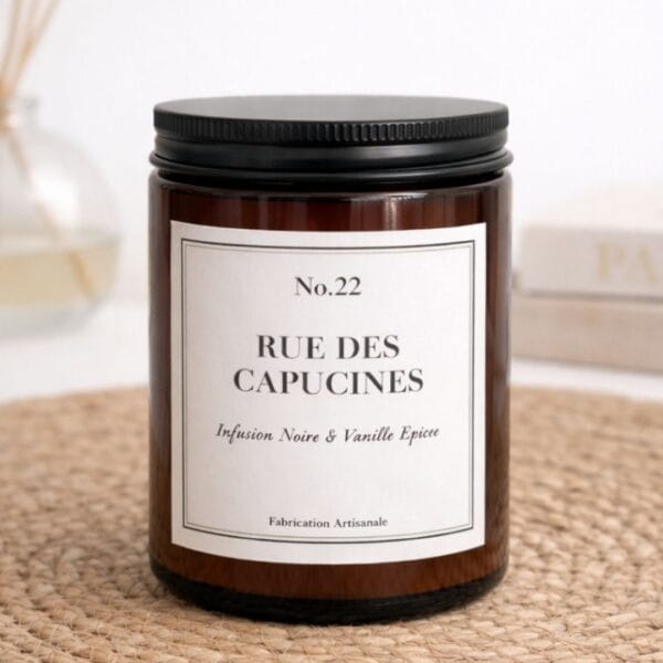 Bougie parfumée Thé Noir et Vanille épicée - 22 rue des Capucines - Premium - Niõ par N’importe où