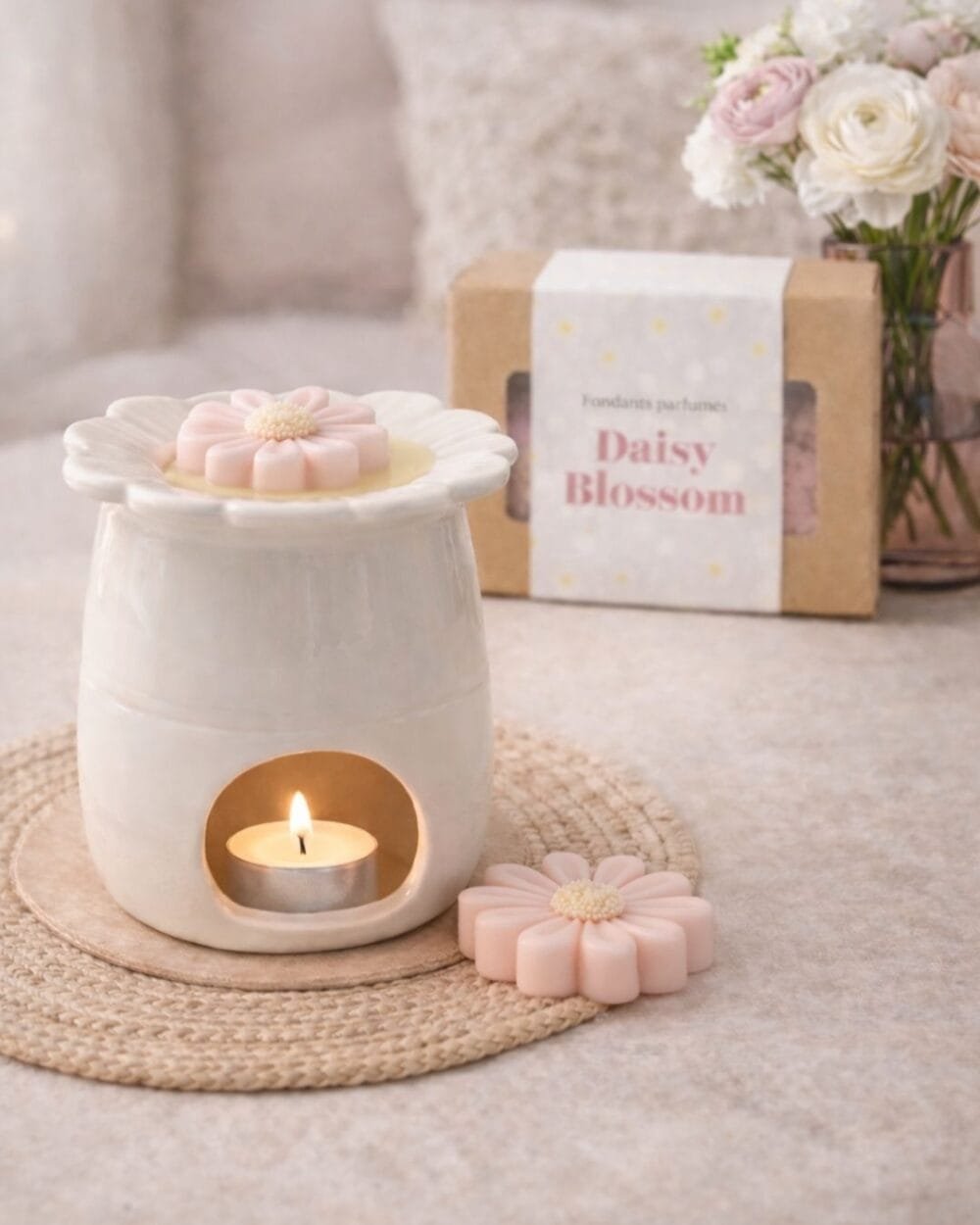 Brûle-parfum Daisy - céramique grès blanche - premium - Niõ par N'importe où
