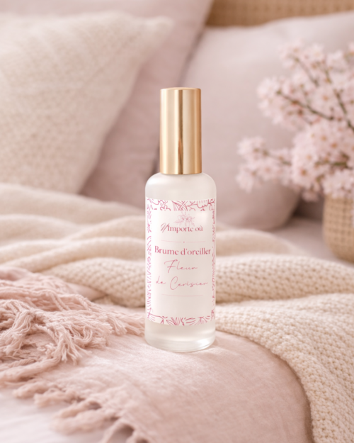 brume oreiller parfumée fleur de cerisier 50ml flacon élégant parfum intérieur