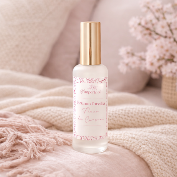 brume oreiller parfumée fleur de cerisier 50ml flacon élégant parfum intérieur