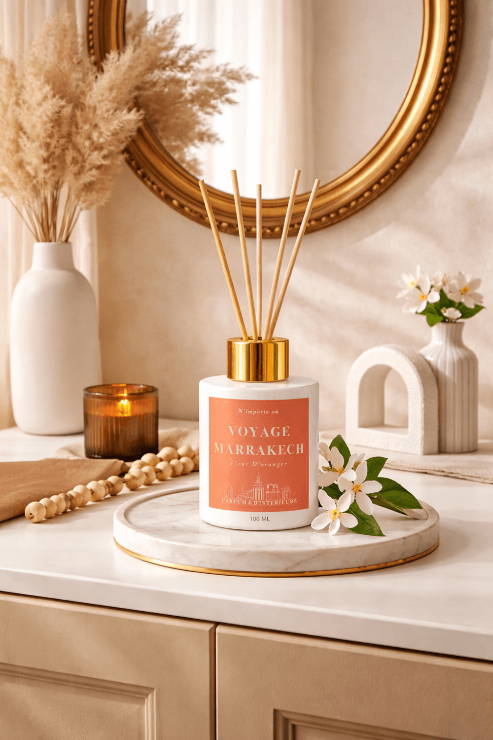 diffuseur bâton 100ml parfum maison fleur oranger intérieur chaleureux