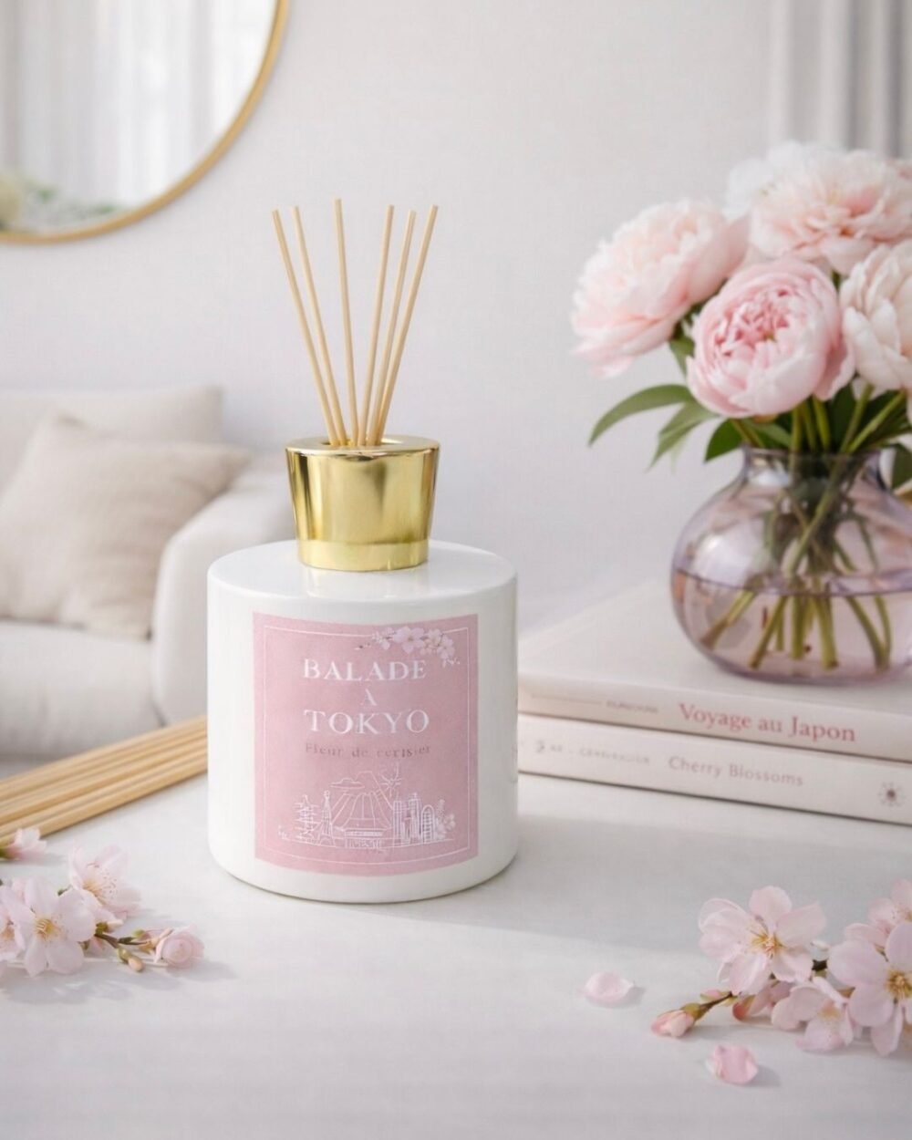 Diffuseur de parfum à batonnets Balade à Tokyo - Fleur de cerisier - Premium - Niõ par N'importe où