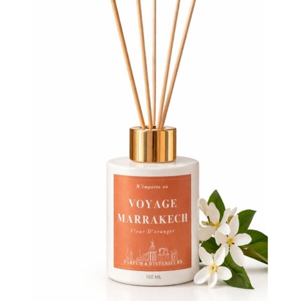 Diffuseur de parfum à battonets - Fleur d'Oranger - Voyage à Marrakech - ecoresponsable