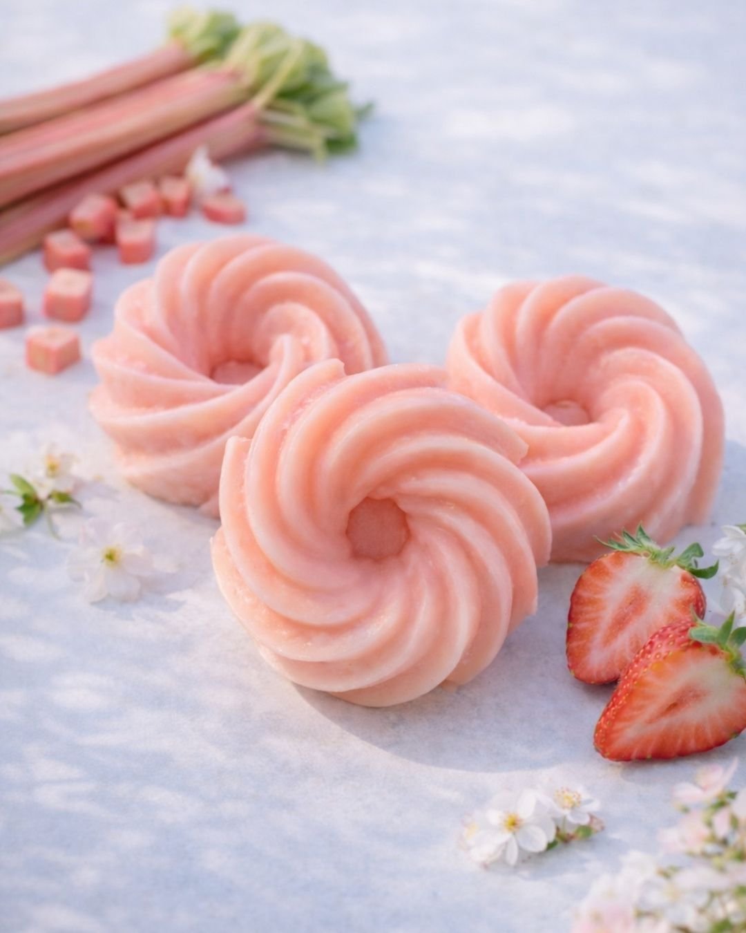 Fondants parfumés Fraise et Rhubarbe - fait main - cire végétale - Niõ par N'importe où