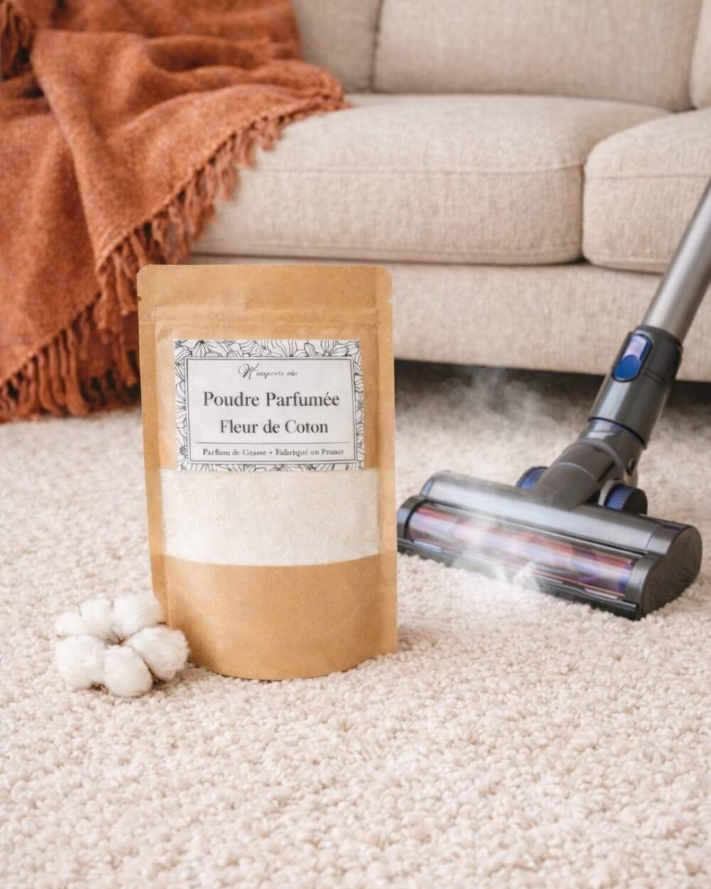 Poudre parfumée pour aspirateur Fleur de Coton - Niõ par N'importe où