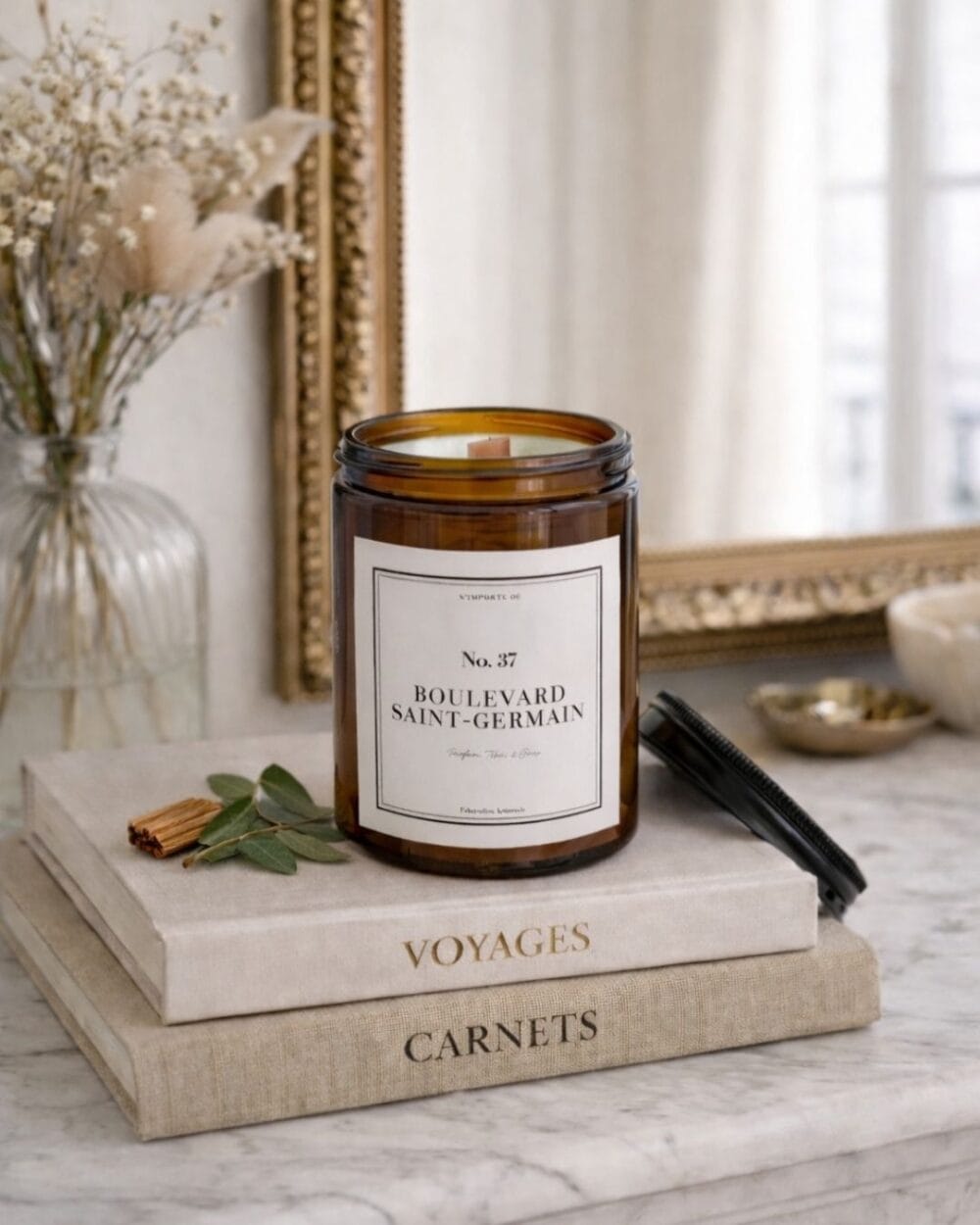 bougie parfumée - n37 Bvd St Germain - collection signature - Niõ Bougie Parfumée 37 Boulevard Saint-Germain : Tabac & Bois de Santal