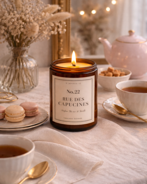 bougie parfumée thé noir vanille épicée ambiance salon parisien