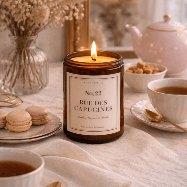bougie parfumée thé noir vanille épicée ambiance salon parisien