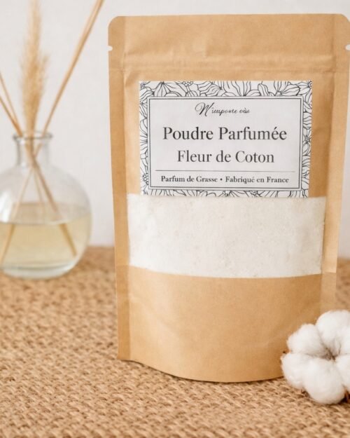 poudre parfumee fleur de coton parfum linge frais maison