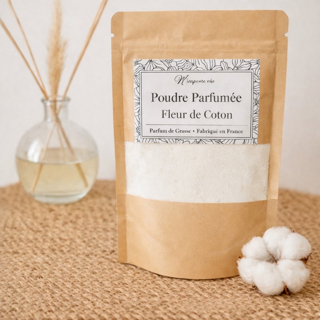 poudre parfumee fleur de coton parfum linge frais maison