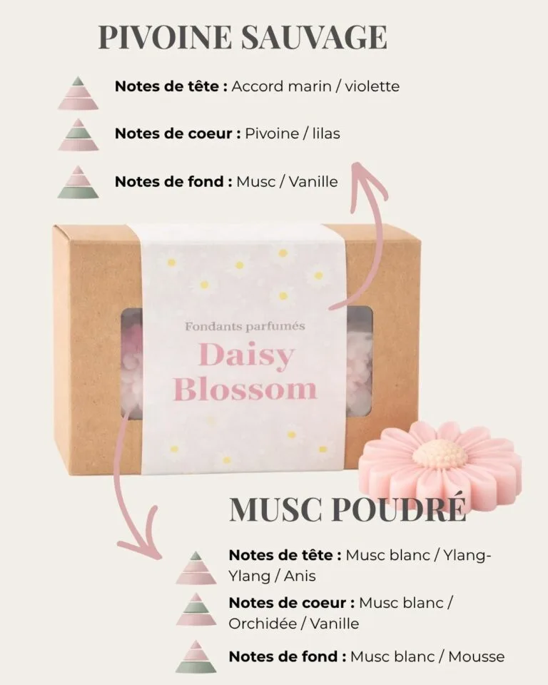 fondants parfumés Musc et Pivoine - Daisy Blossom Duo Floral - fait main - Niõ par N'importe où