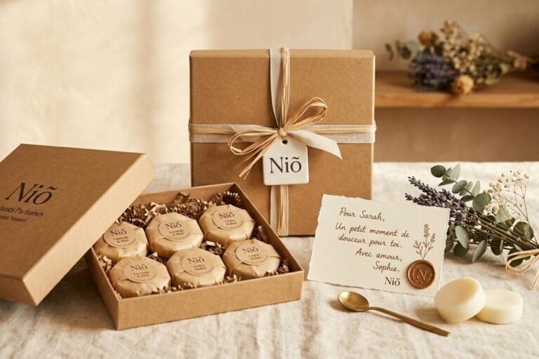 Coffrets cadeaux parfumés faits main bougies et fondants