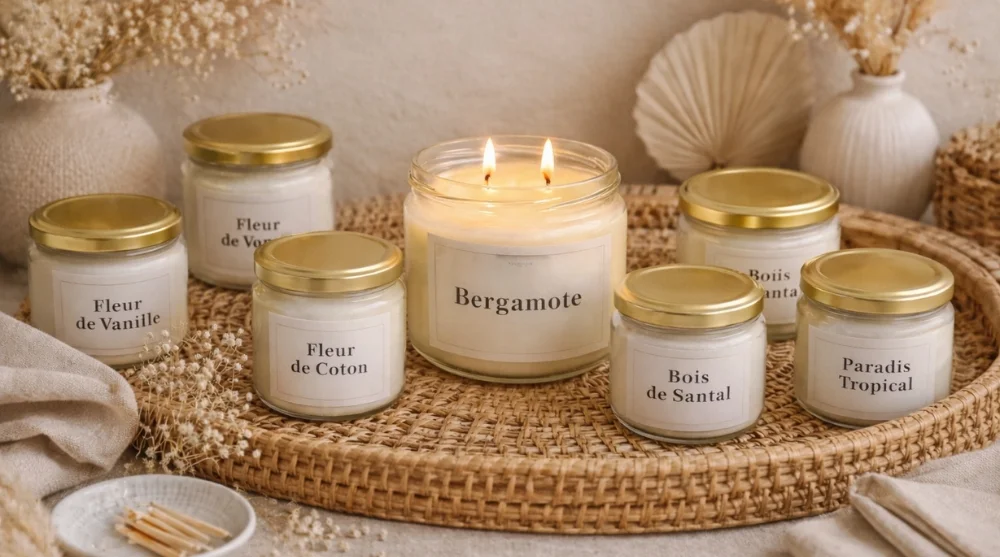 Bougies parfumées coulées à la main en cire végétale de la collection Bohème