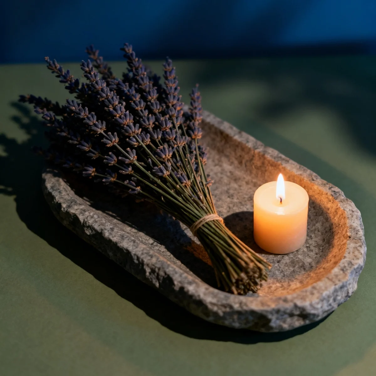 Une bougie faite main Nio par N'importe où, avec un bouquet de lavande pour des moments à soi zen et cocooning