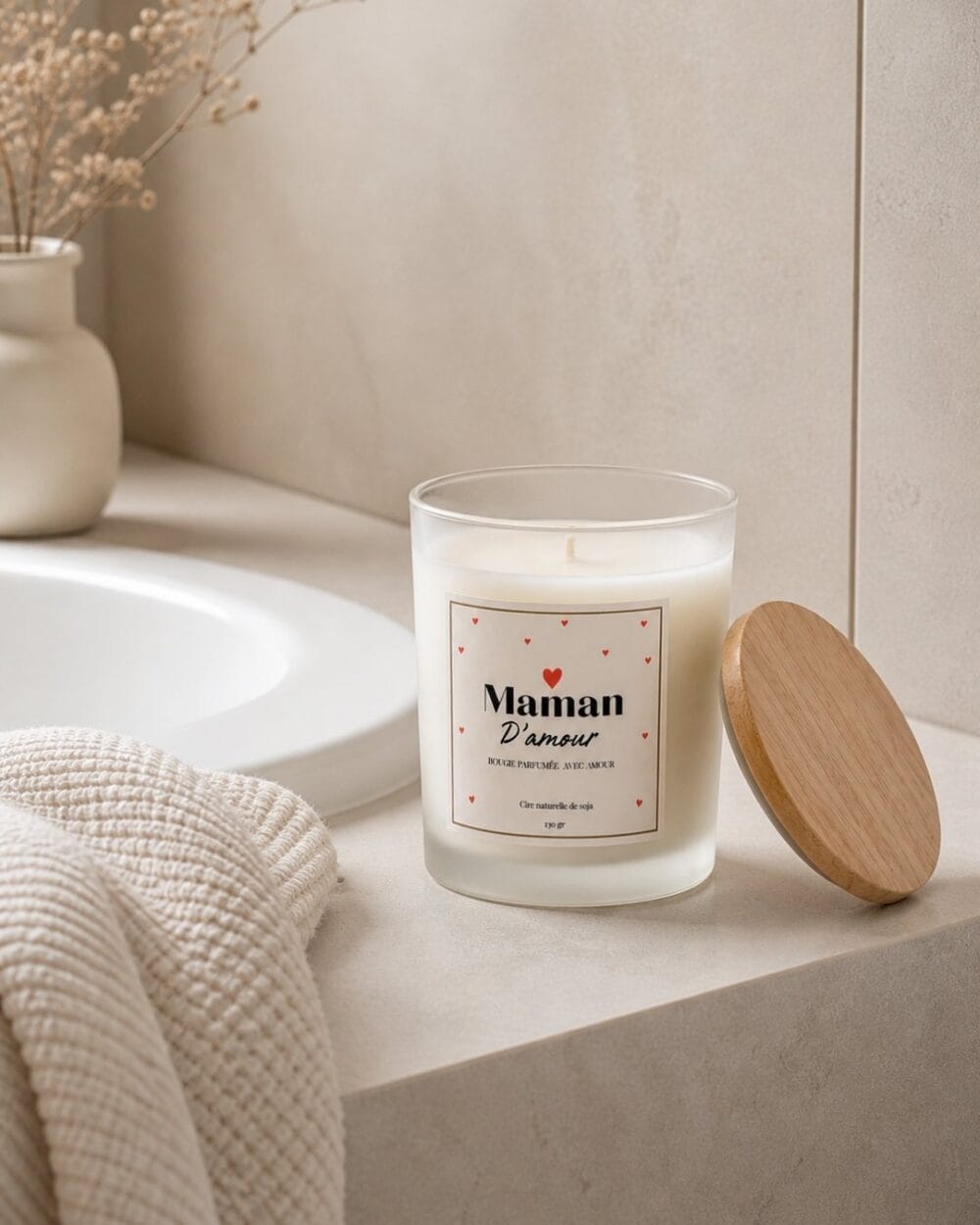 Bougie Parfumée Fait Main comme Cadeau Fête des Mères - Maman d'amour - Niõ