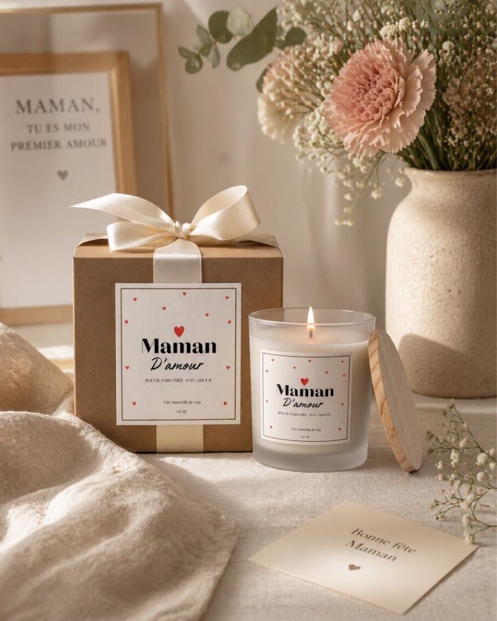 Bougie Parfumée Maman D’amour - Nuage de Coton | Cadeau Fête des Mères