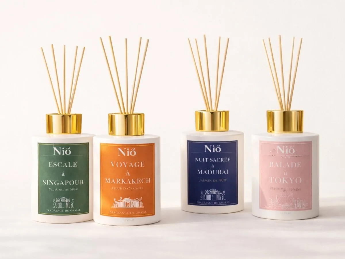 Niõ | Bougies, fondants et créations parfumées Fait Main 15 Catégorie de diffuseurs de parfum d'ambiance artisanaux fabrication française à la main - diffuseurs à batônnets - diffuseurs voiture - Niõ
