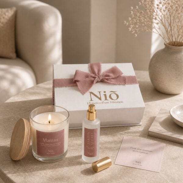 coffret jardin secret 7 - idée cadeau fête des mères - bougie et brume parfumées naturelles - Niõ